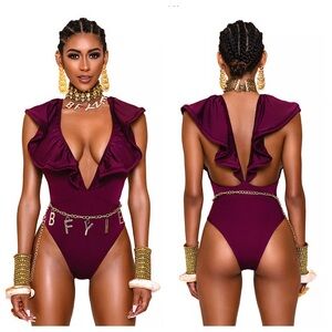 NEW BFyne plunging neck one piece swimsuit